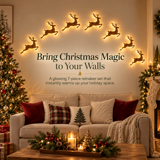 🔥LAST DAY 49% OFF -🦌 7-Piece Glowing Reindeer Wall Decor