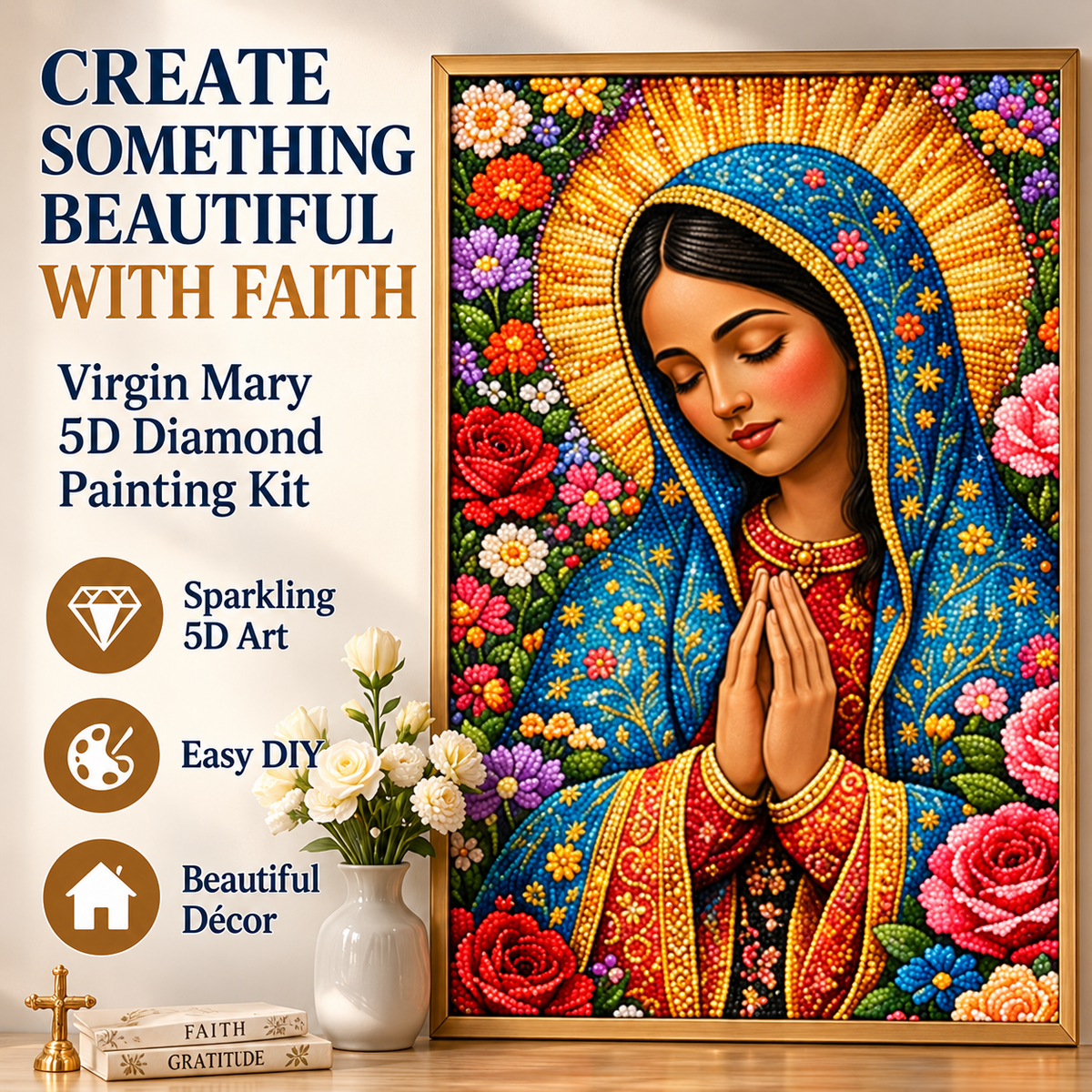 ⏳ Last Day 49% OFF –✝️Virgin Mary 5D Diamond Painting DIY Kit