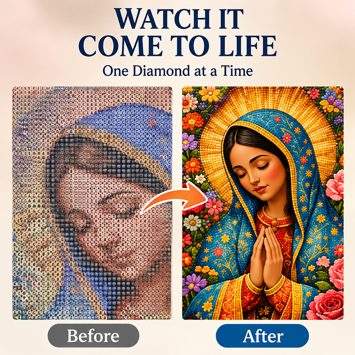 ⏳ Last Day 49% OFF –✝️Virgin Mary 5D Diamond Painting DIY Kit
