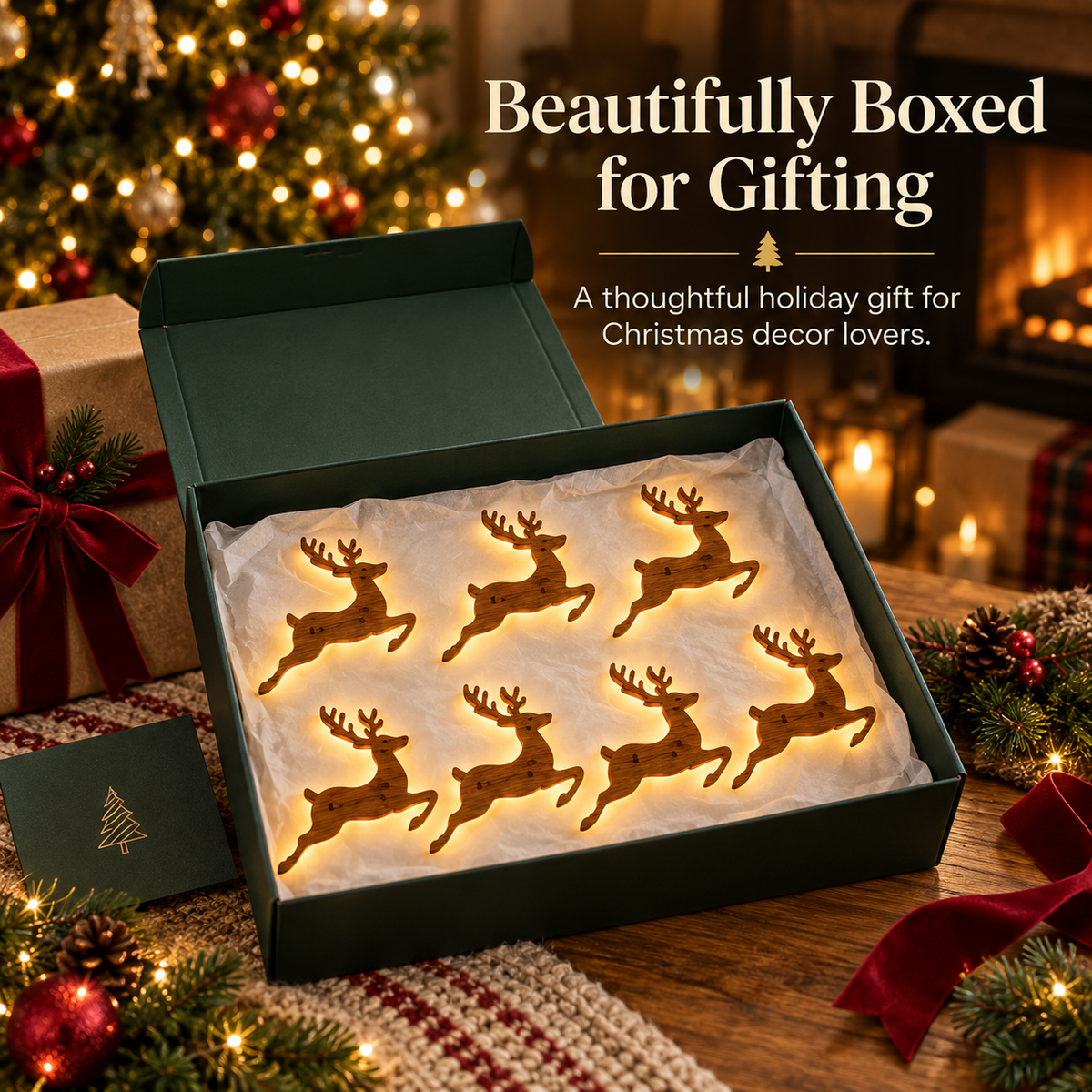 🔥LAST DAY 49% OFF -🦌 7-Piece Glowing Reindeer Wall Decor