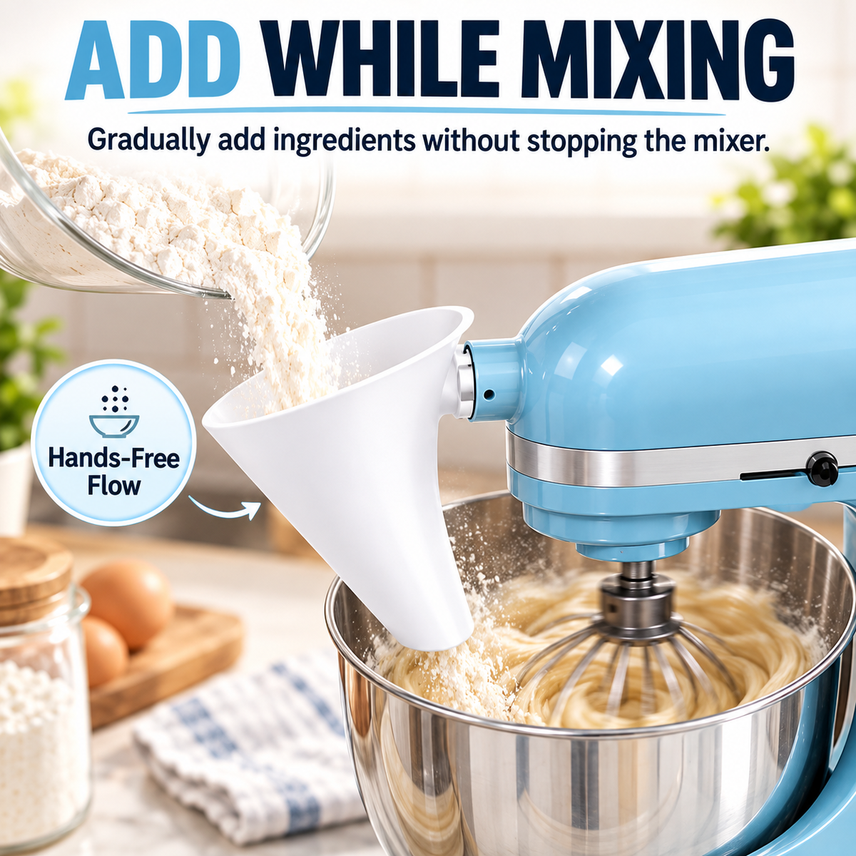 ⏳ Last Day 49% OFF –🏠Flour Funnel for Stand Mixer