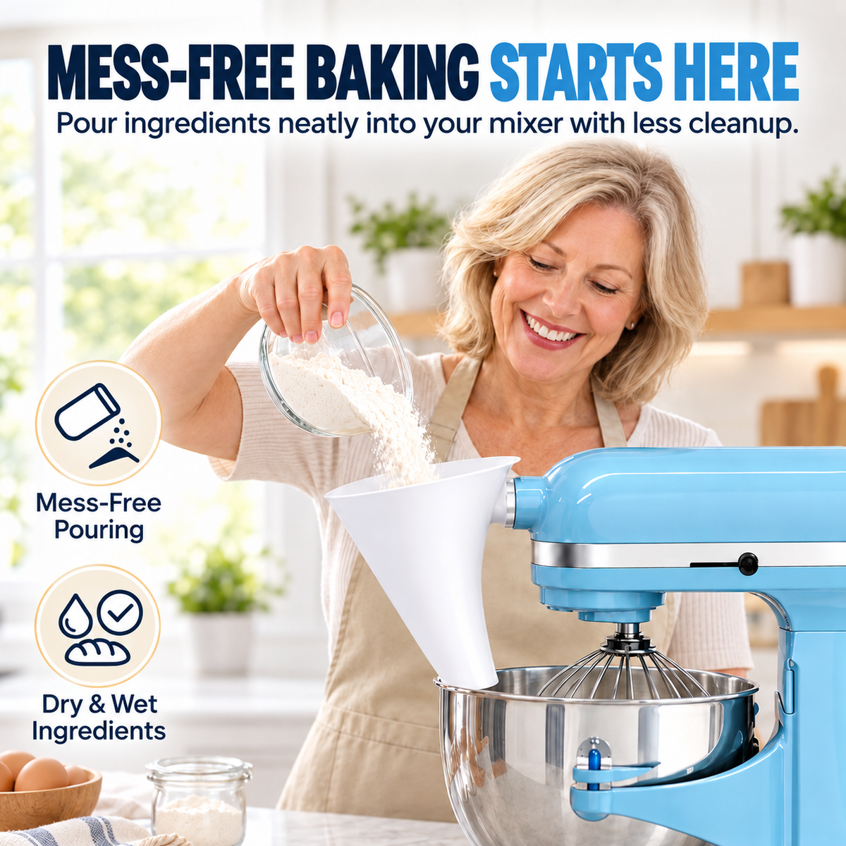 ⏳ Last Day 49% OFF –🏠Flour Funnel for Stand Mixer