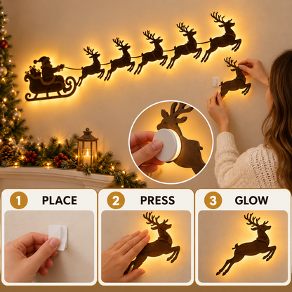 🔥LAST DAY 49% OFF -🎅Santa’s Glowing Reindeer Flight Wall Decor