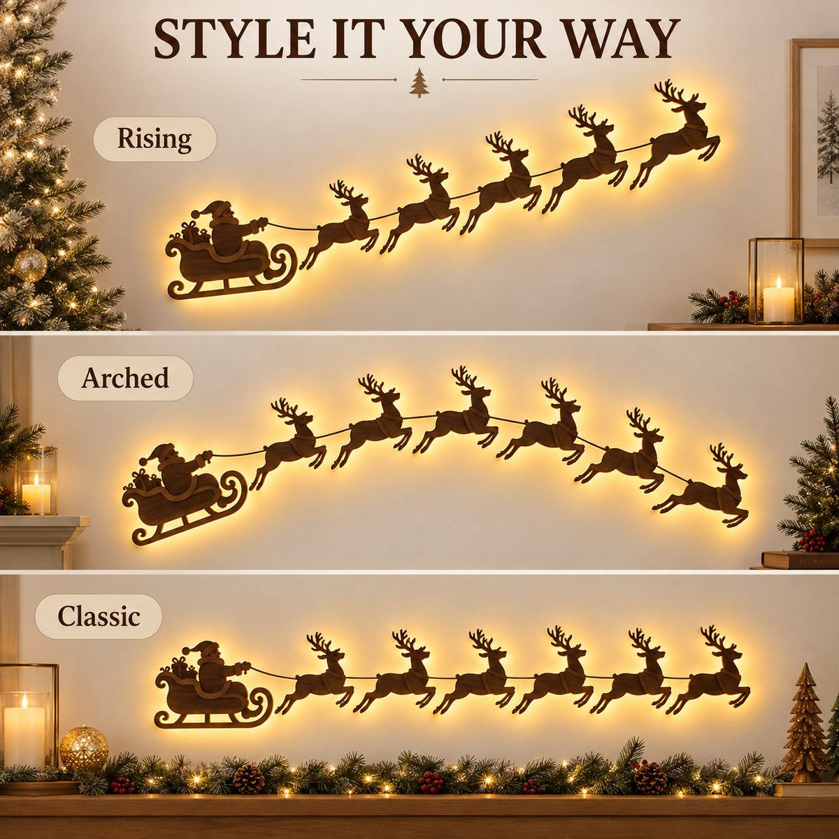 🔥LAST DAY 49% OFF -🎅Santa’s Glowing Reindeer Flight Wall Decor