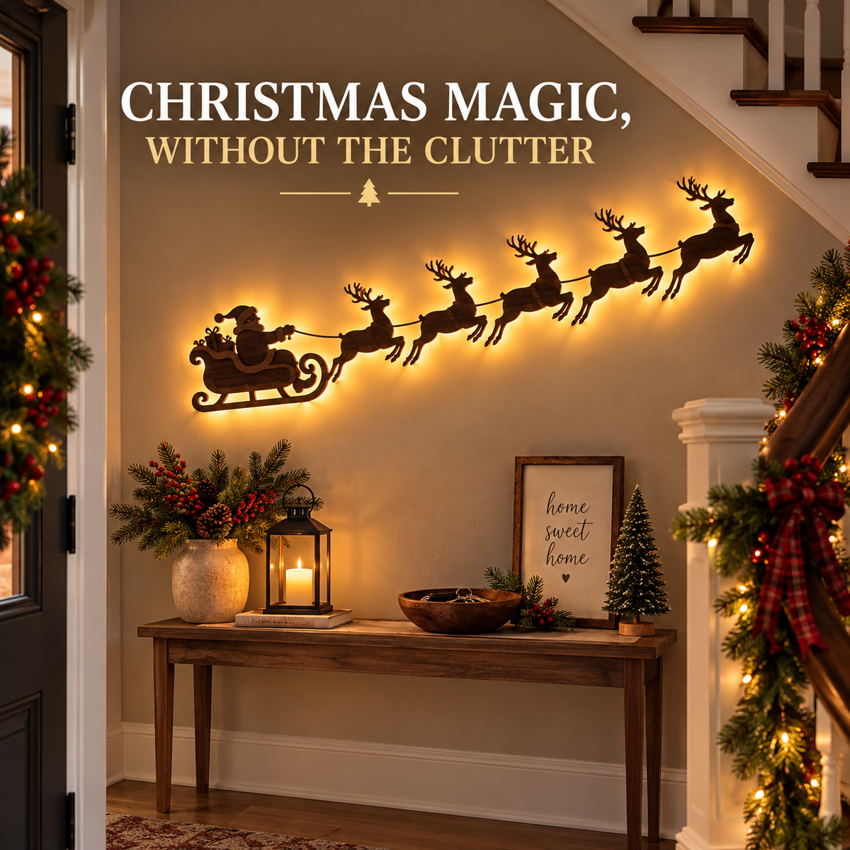 🔥LAST DAY 49% OFF -🎅Santa’s Glowing Reindeer Flight Wall Decor