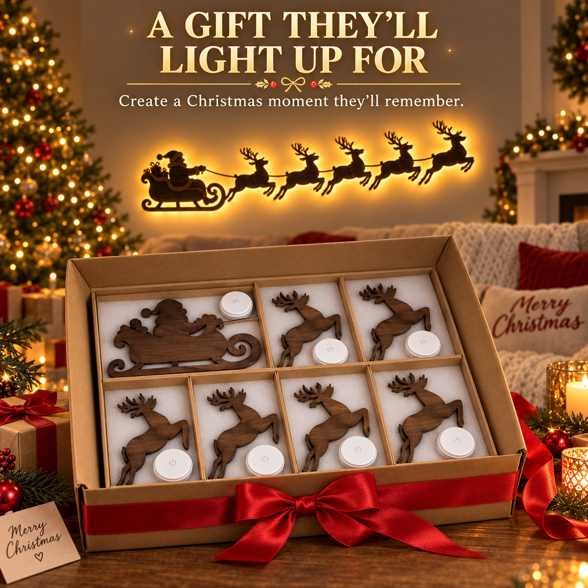 🔥LAST DAY 49% OFF -🎅Santa’s Glowing Reindeer Flight Wall Decor